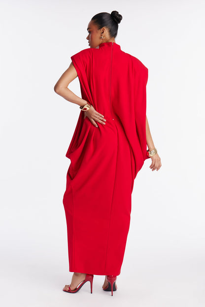 She Is Mother Sleeveless Crepe Knit Maxi Dress - Red