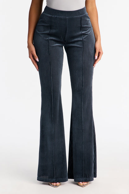 Imani Velvet Pinstripe Flare Pant 33″ - Blue