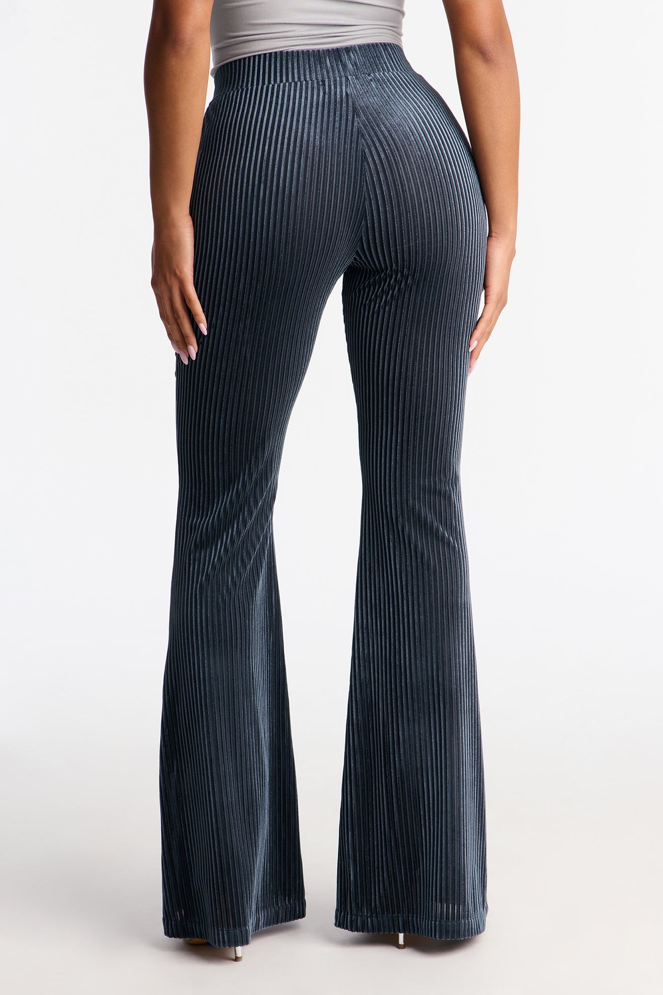 Imani Velvet Pinstripe Flare Pant 33″ - Blue