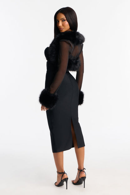 Acacia Bandage Midi Dress &amp; Bolero Set - Black