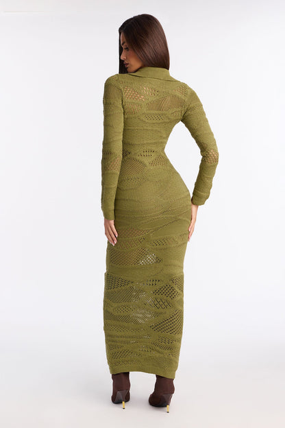 Ashlynn Sweater Maxi Dress - Olive