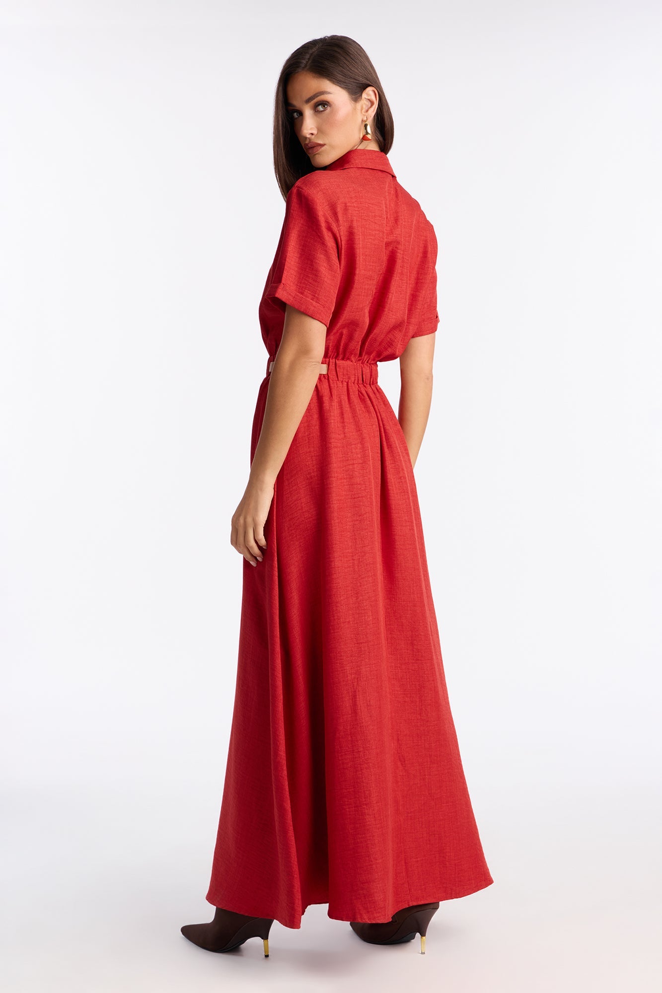 Georgiana Button Up Maxi Dress - Rust