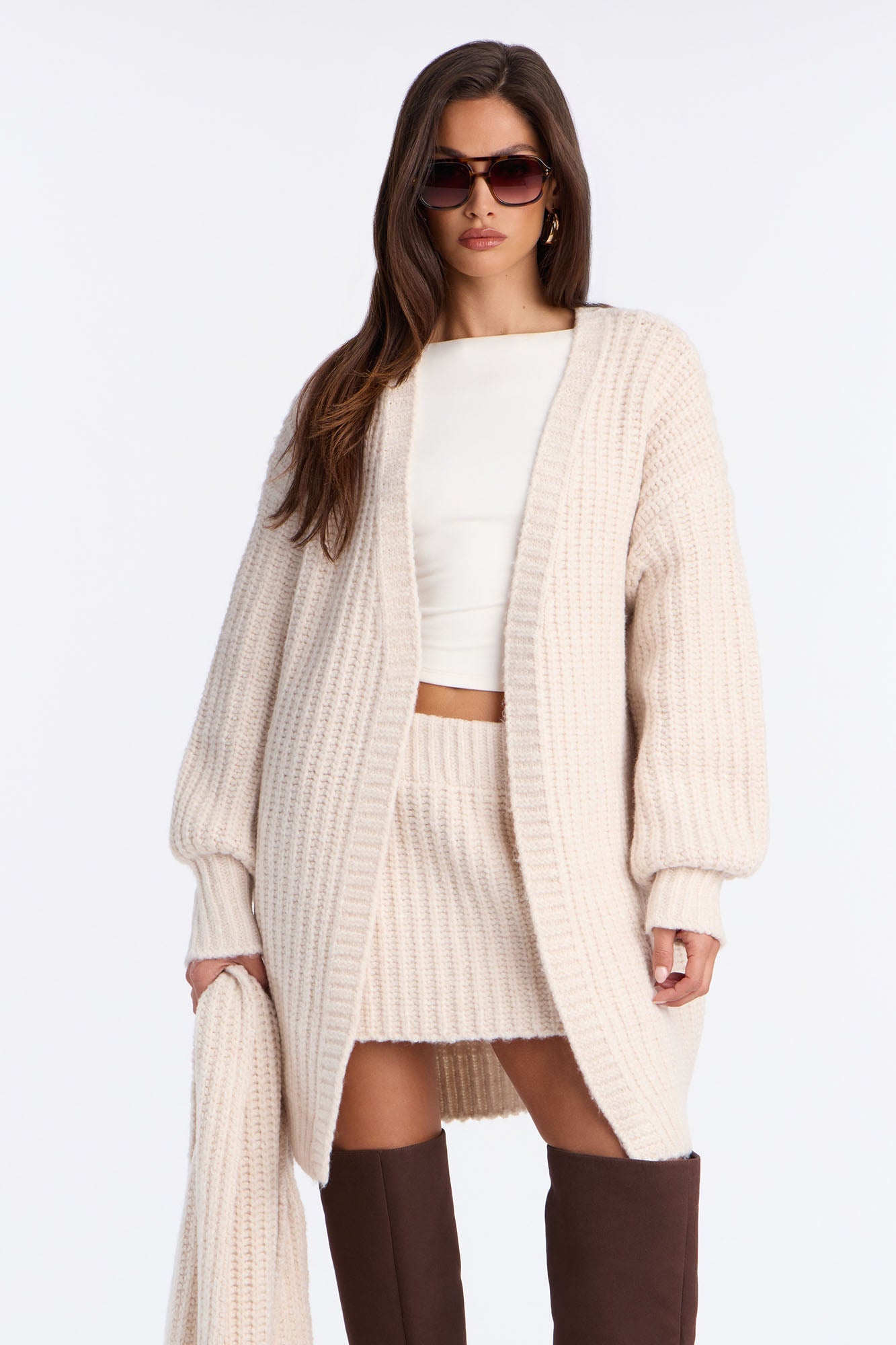 Gabby Sweater 3 Piece Skirt Set - Cream