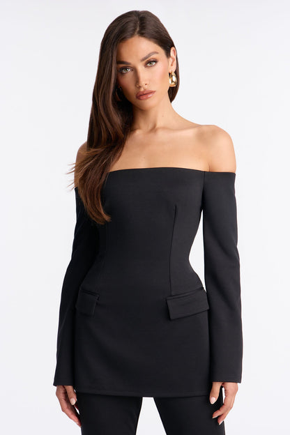 Make A Statement Off Shoulder Pant Set - Black