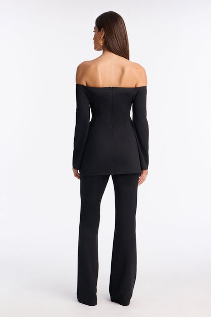 Make A Statement Off Shoulder Pant Set - Black