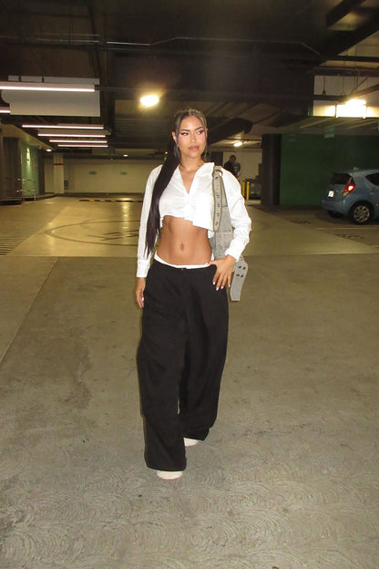 Setting Goals Double Waistband Trouser - Black
