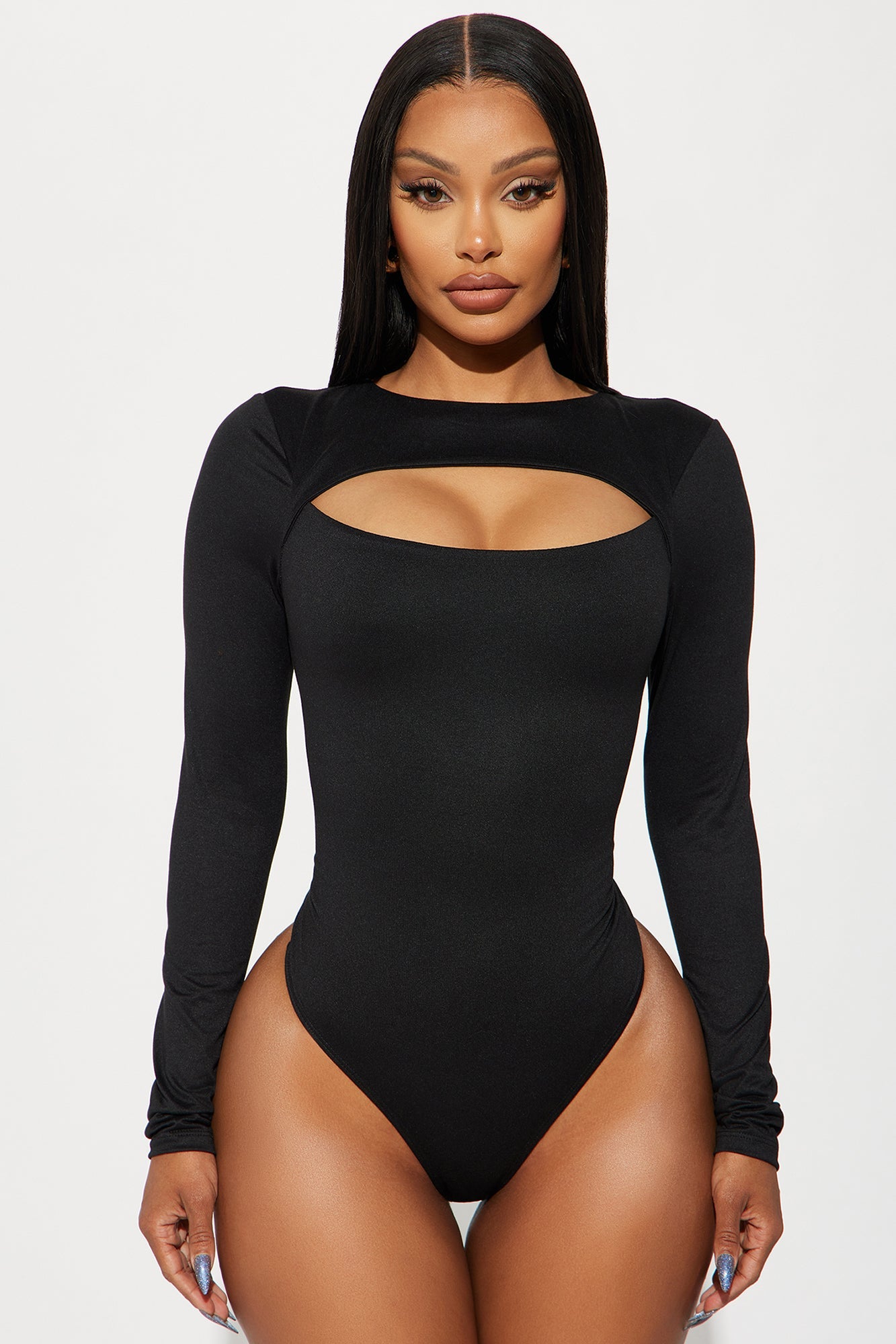 Eli Cut Out Long Sleeve Bodysuit - Black