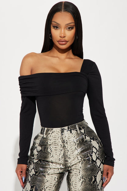 Gia One Shoulder Bodysuit - Black