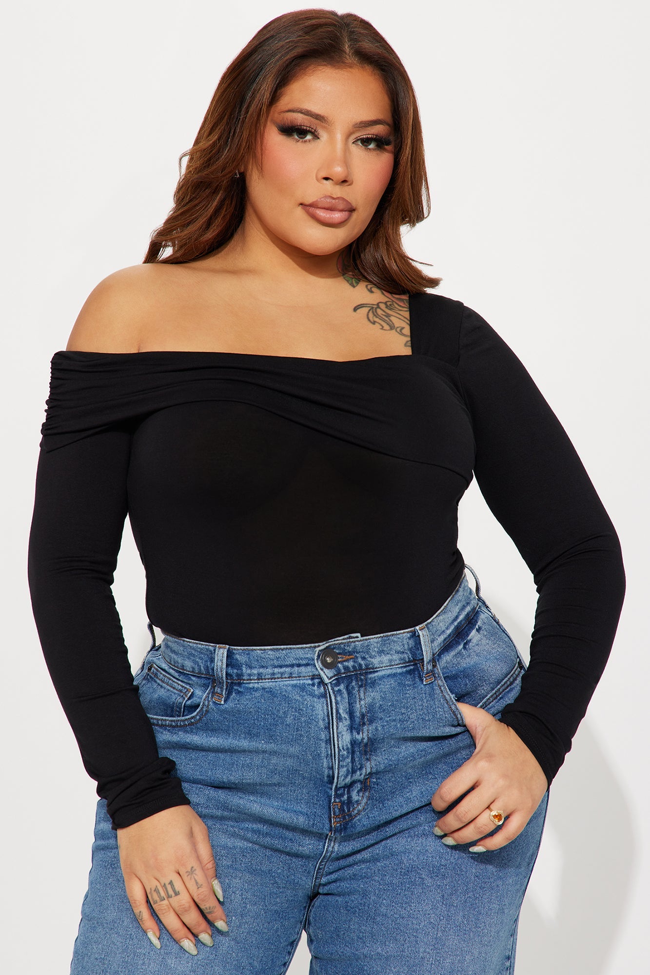 Gia One Shoulder Bodysuit - Black