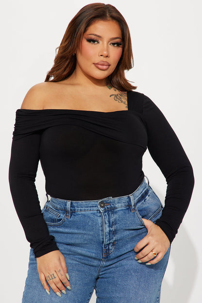 Gia One Shoulder Bodysuit - Black