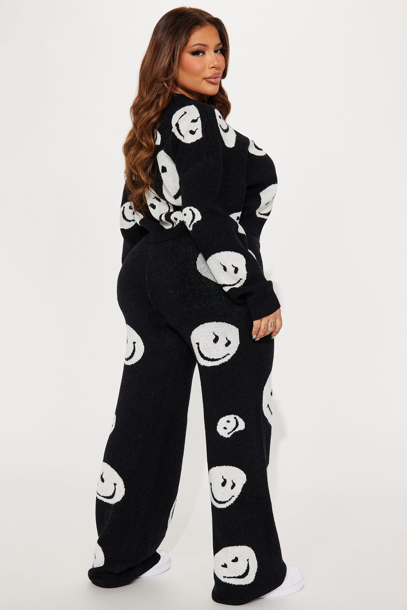 Smile For Me Sweater Pant Set - Black/White