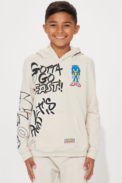 Mini Sonic Embroidered Patches Fleece Jogger Set - Taupe