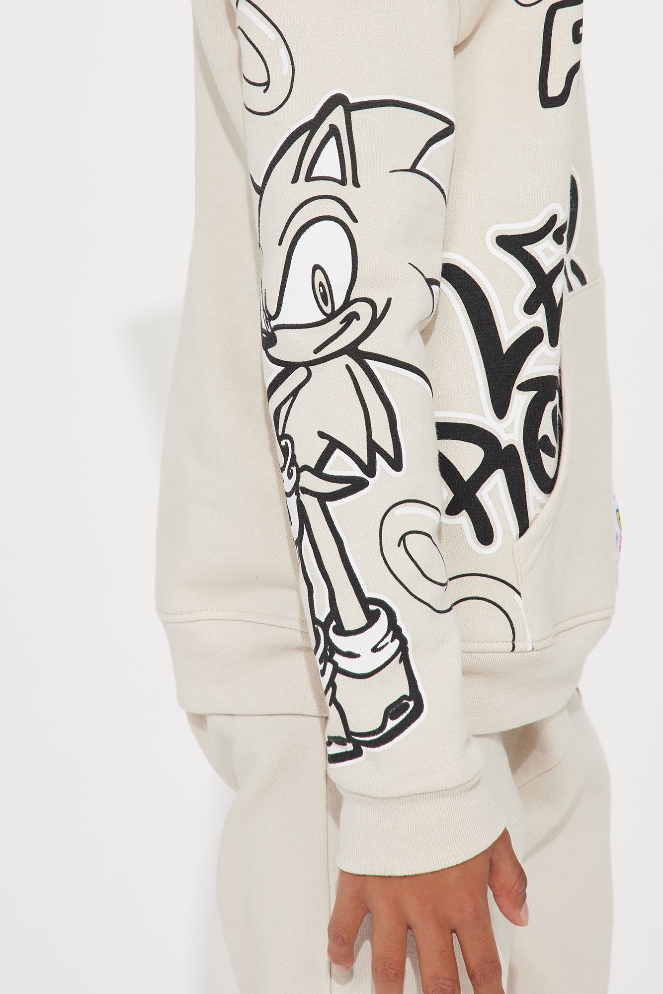Mini Sonic Embroidered Patches Fleece Jogger Set - Taupe