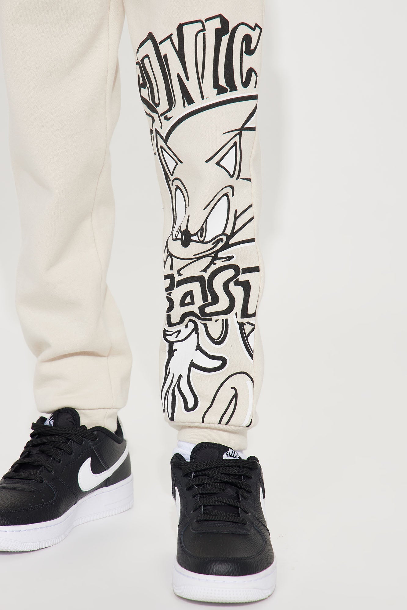 Mini Sonic Embroidered Patches Fleece Jogger Set - Taupe