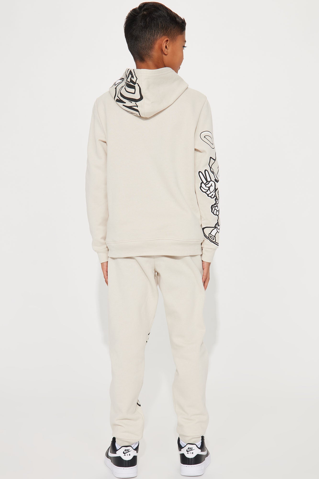 Mini Sonic Embroidered Patches Fleece Jogger Set - Taupe