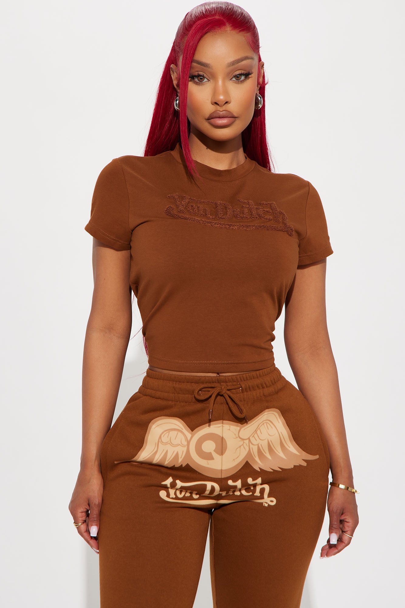 Von Dutch Wings Baby Tee - Brown