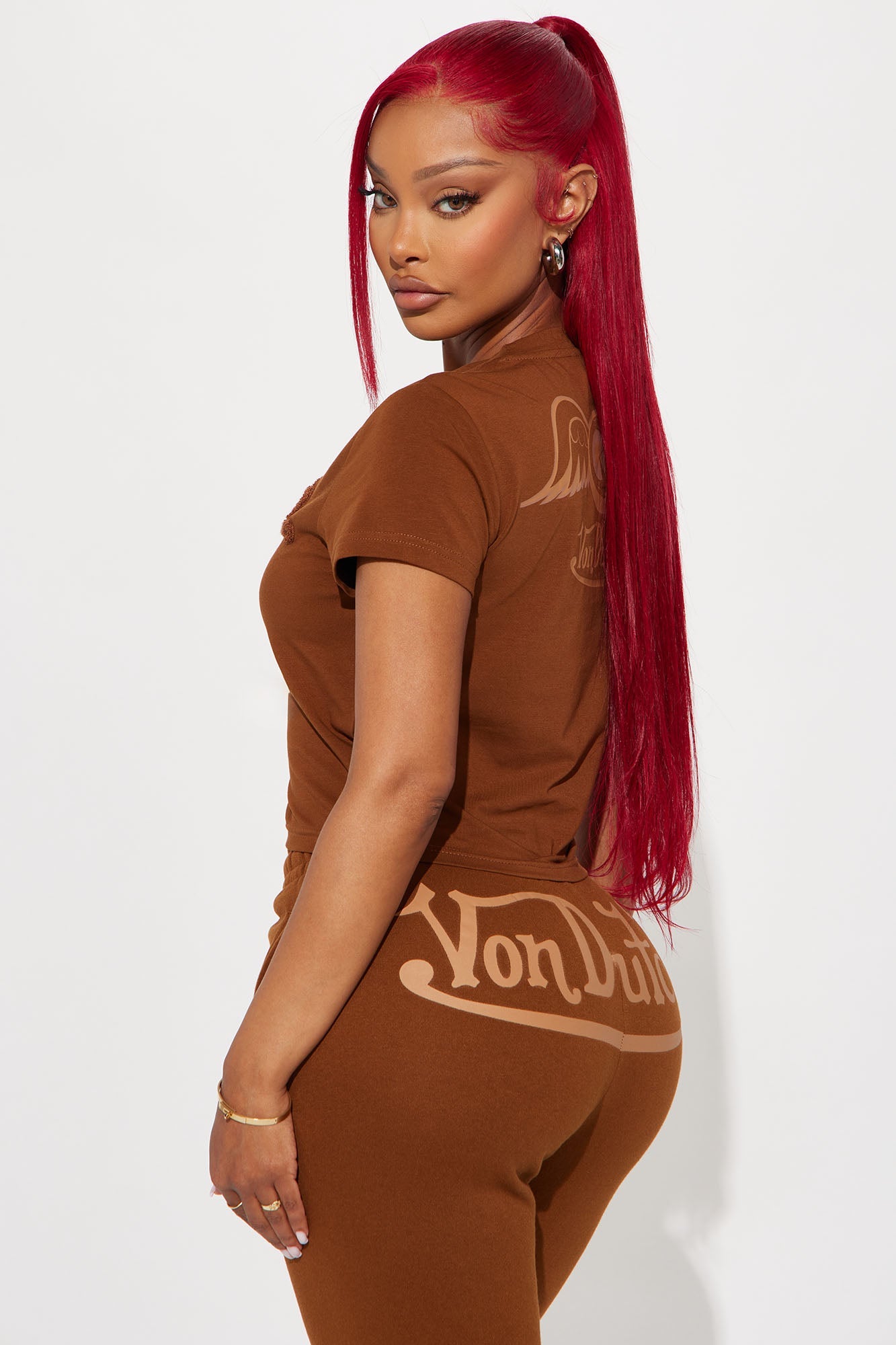 Von Dutch Wings Baby Tee - Brown