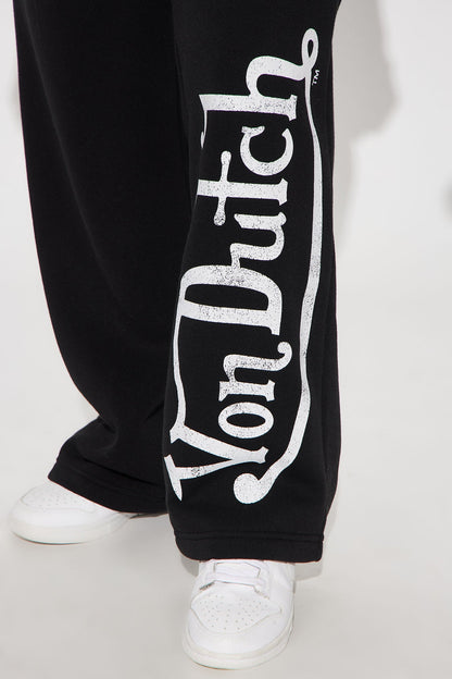 Von Dutch Washed Wide Leg Pant - Black/White