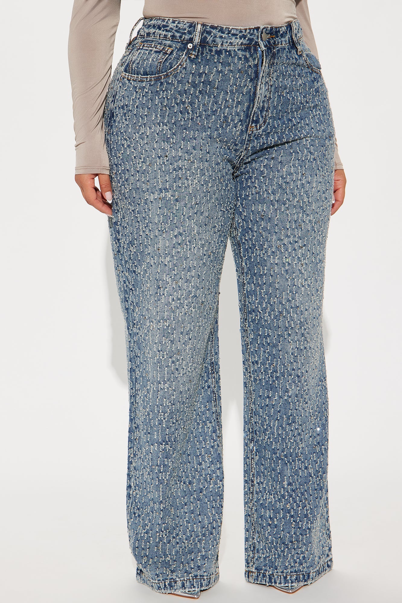 Turning The Page Embellished Wide Leg Jeans - Medium Wash