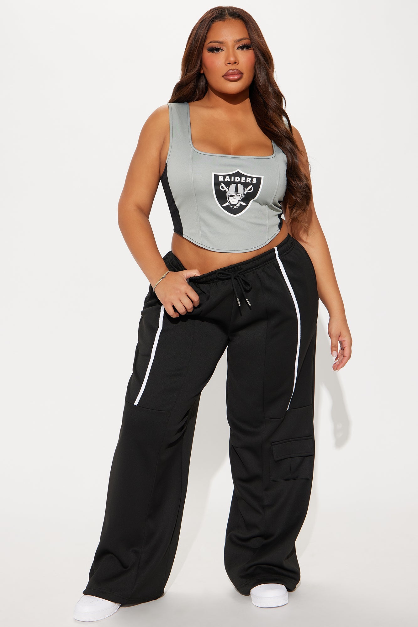 Raiders Halftime Show Corset Top - Black/Grey