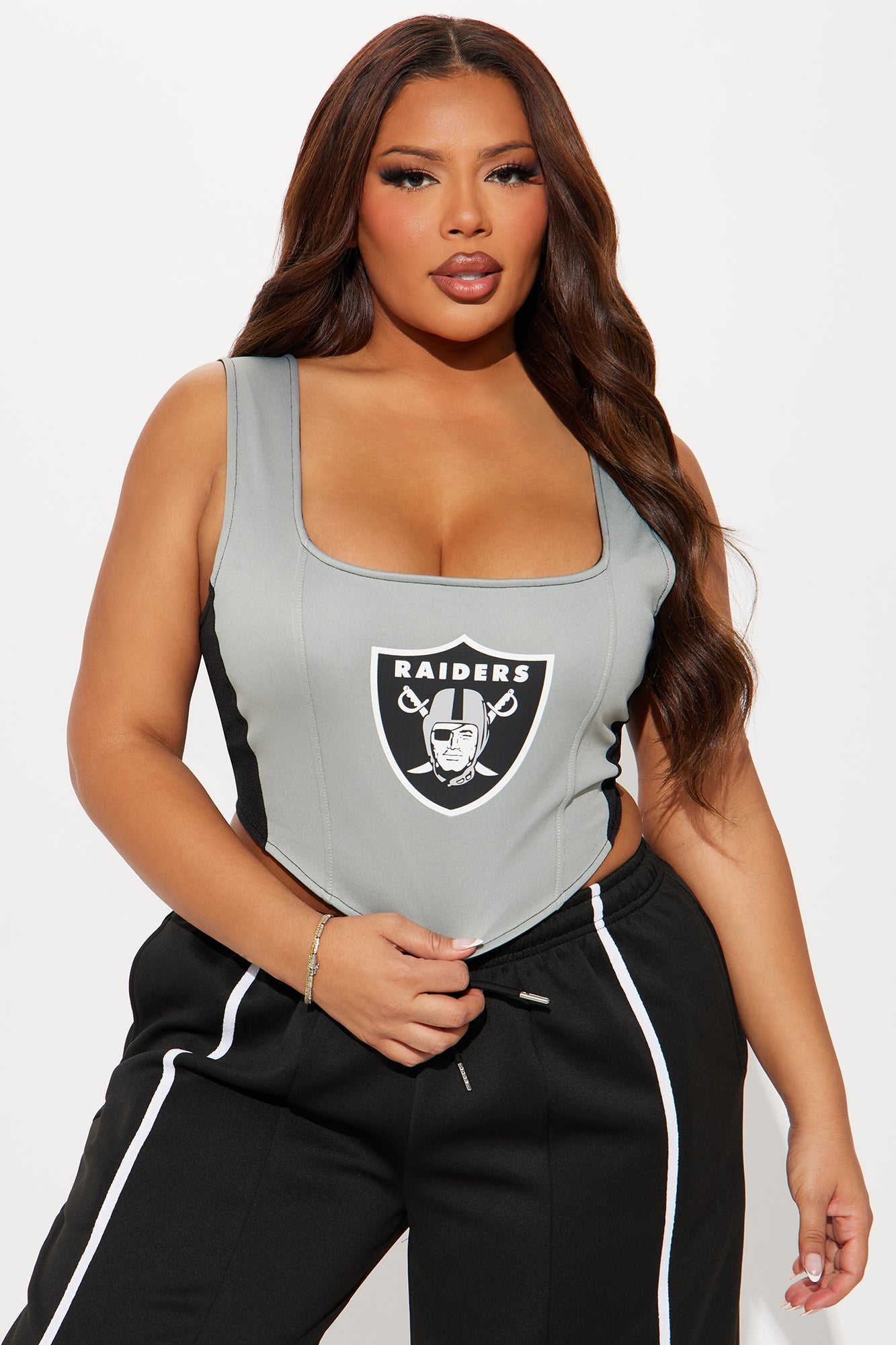 Raiders Halftime Show Corset Top - Black/Grey