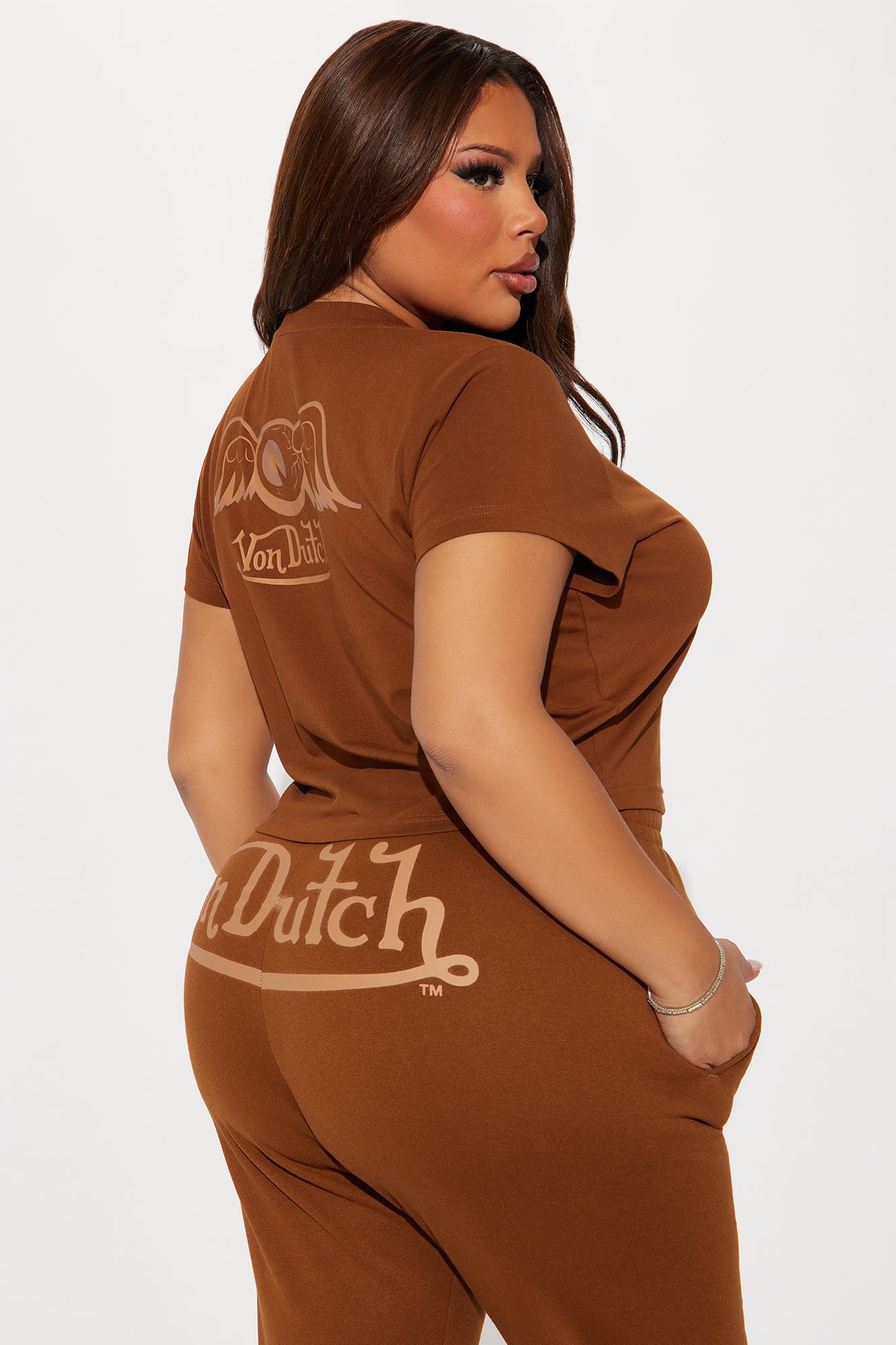 Von Dutch Wings Baby Tee - Brown