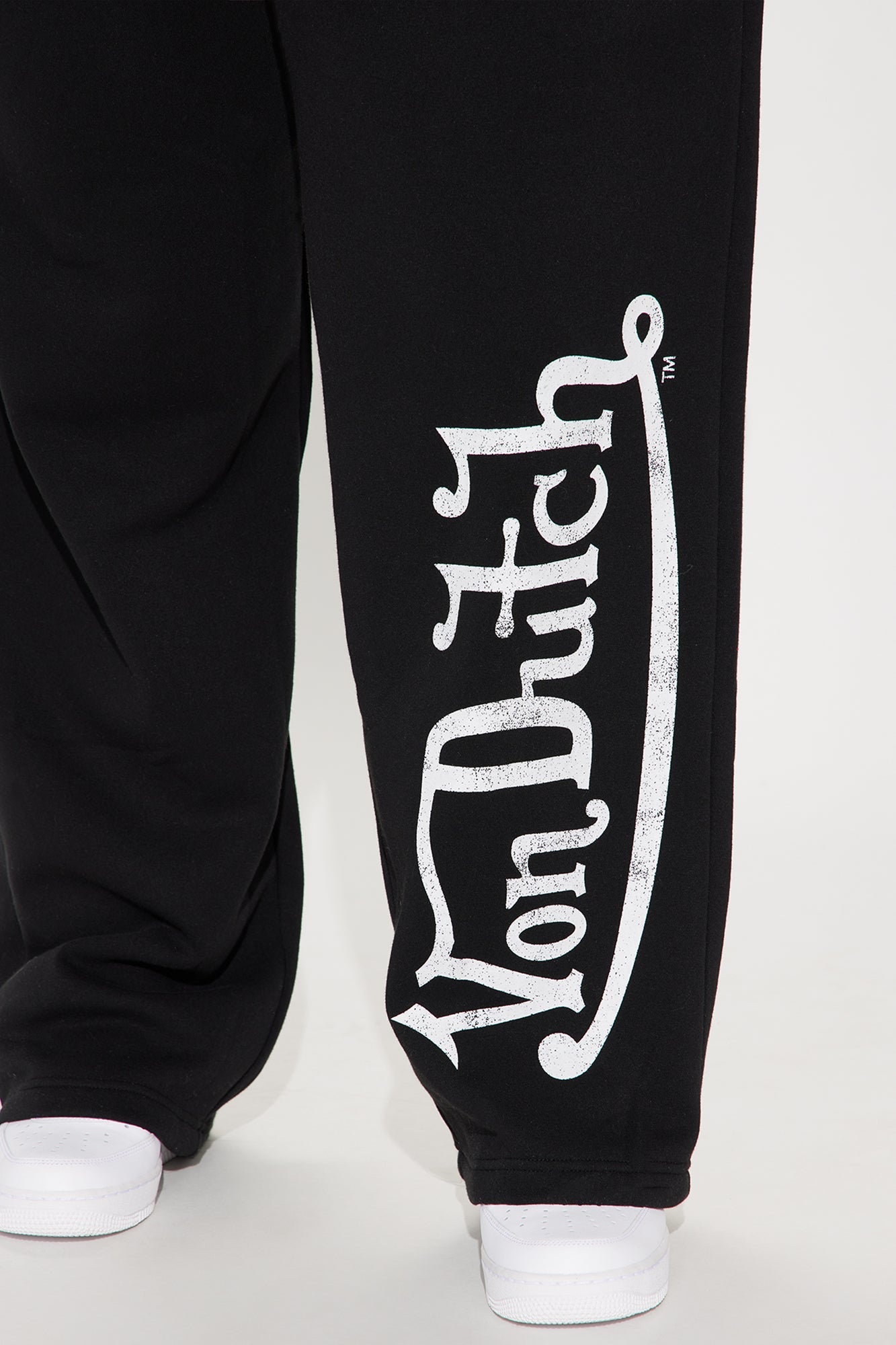 Von Dutch Washed Wide Leg Pant - Black/White