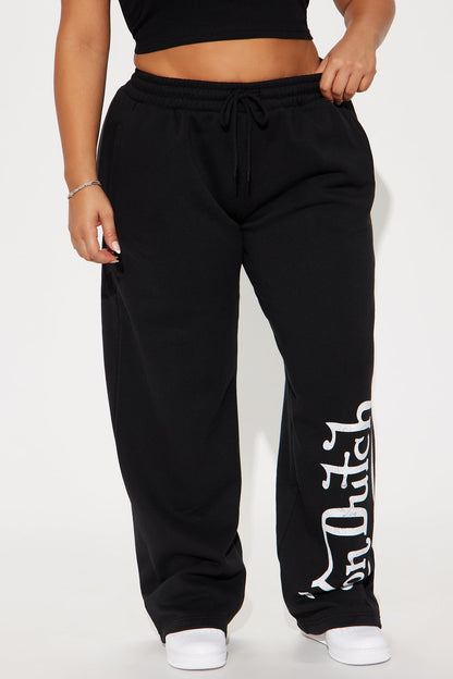Von Dutch Washed Wide Leg Pant - Black/White