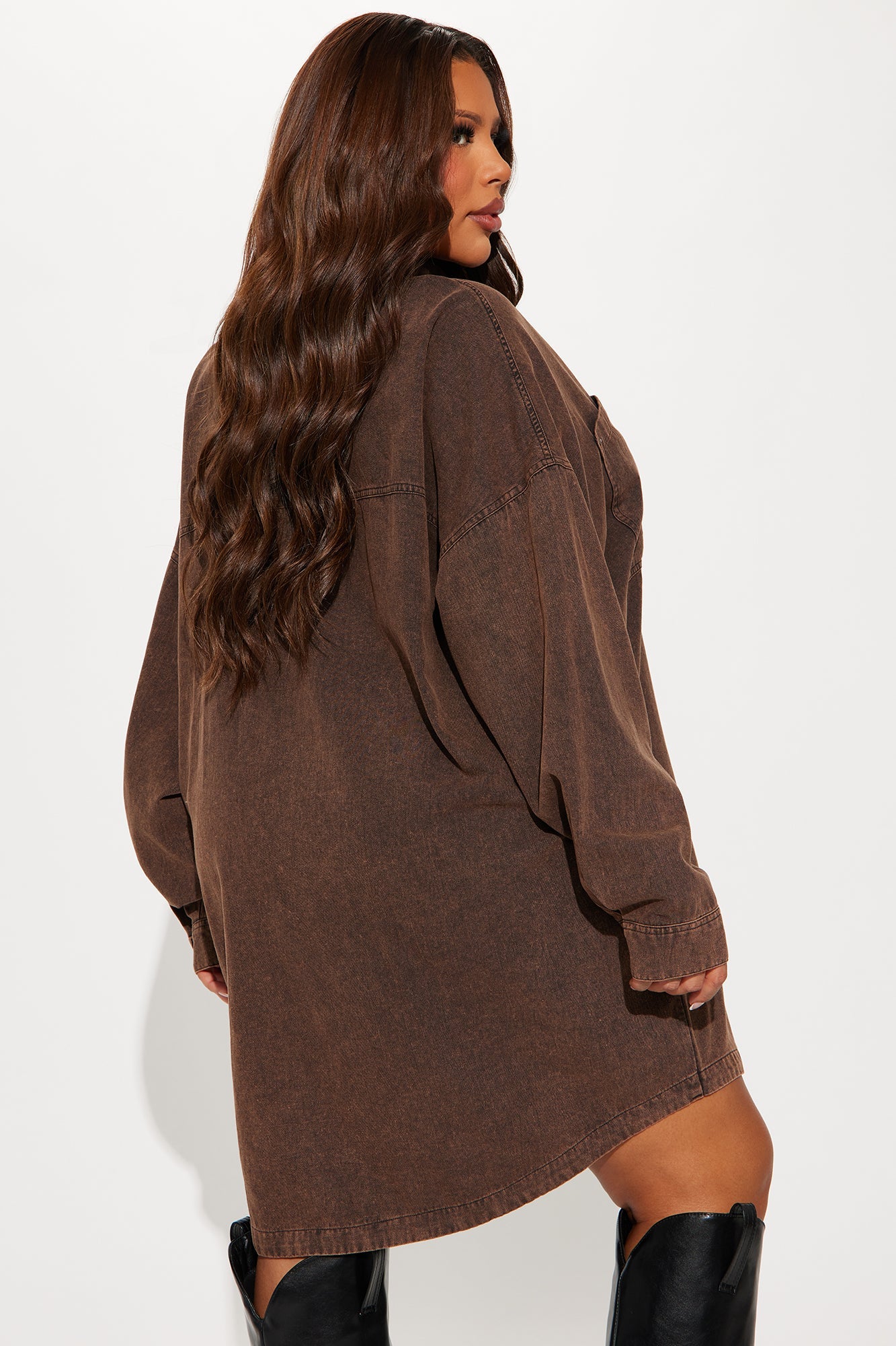 Betsy Denim Shirt Mini Dress - Rust