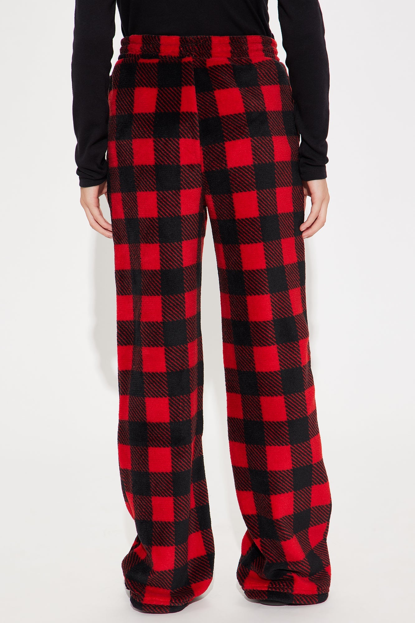 Mini Always Cozy Plush Pants - Black/Red