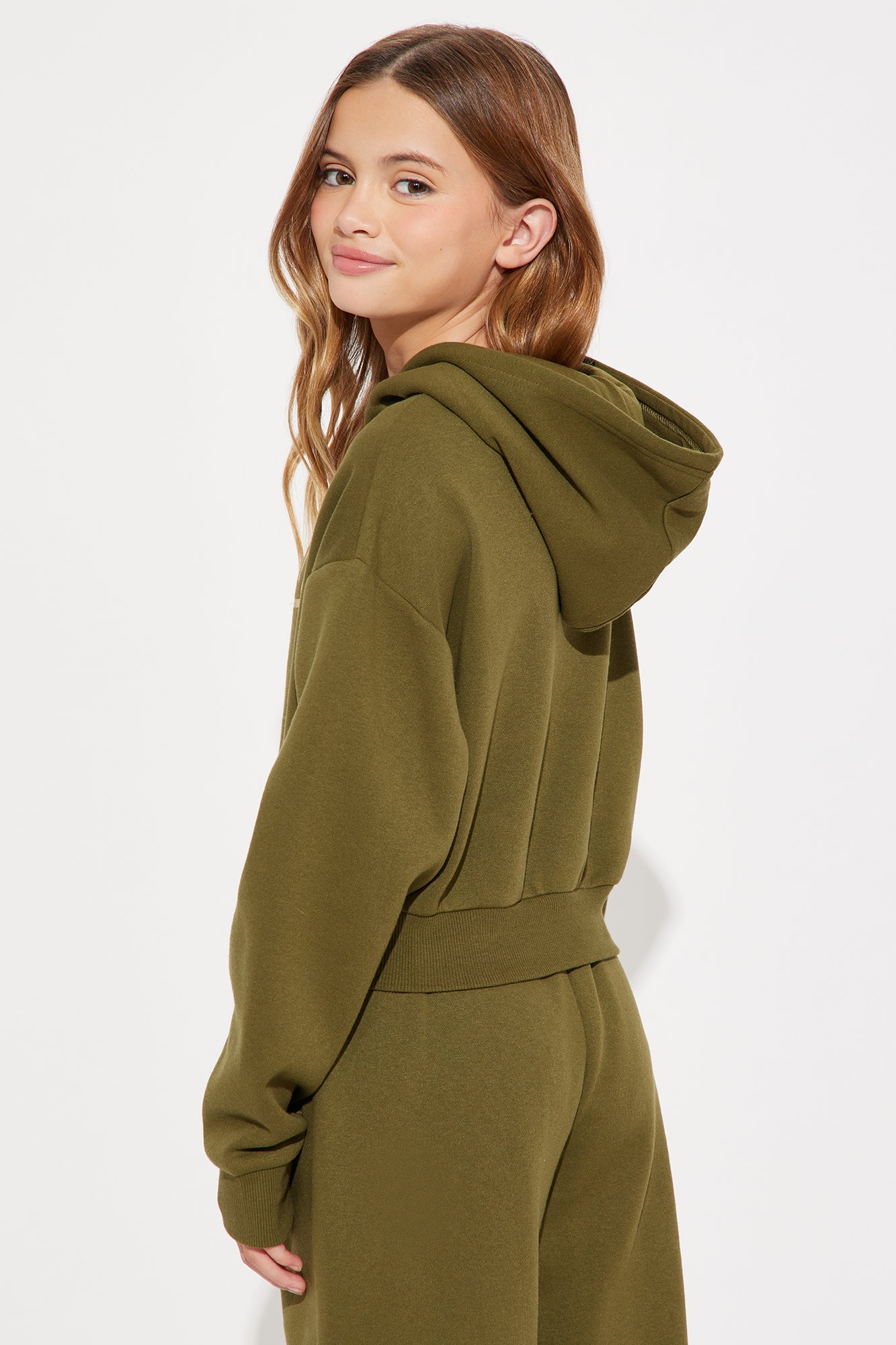 Mini Von Dutch Vintage Cropped Hoodie - Olive
