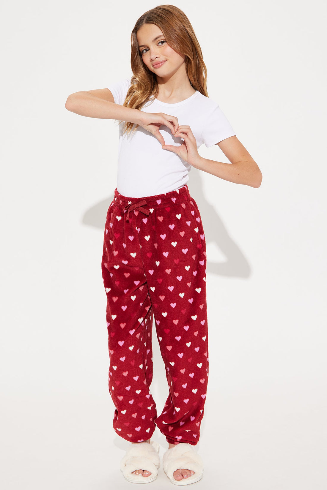 Mini My Sweetheart Plush Jogger - Burgundy/combo