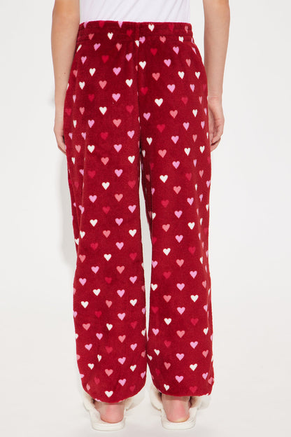 Mini My Sweetheart Plush Jogger - Burgundy/combo