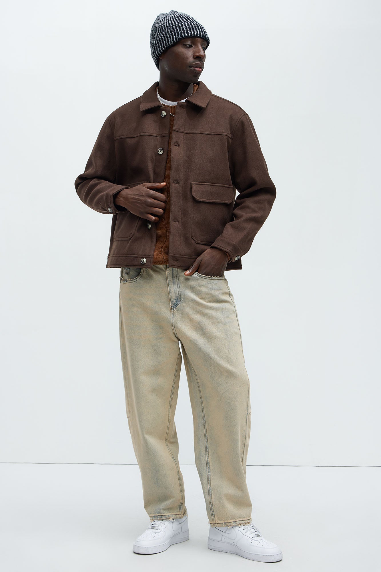 Dalton Faux Wool Jacket - Brown