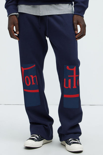 Von Dutch Split Flared Sweatpants - Navy