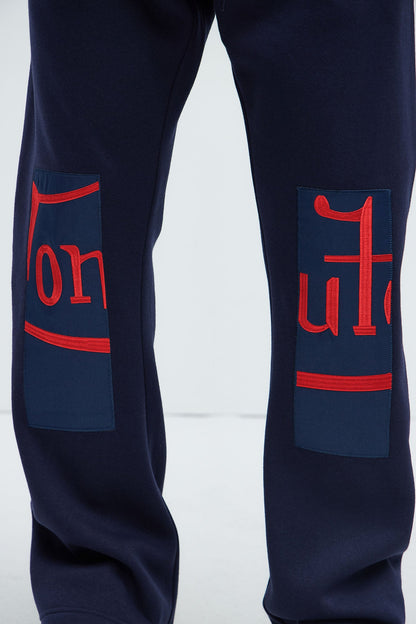 Von Dutch Split Flared Sweatpants - Navy