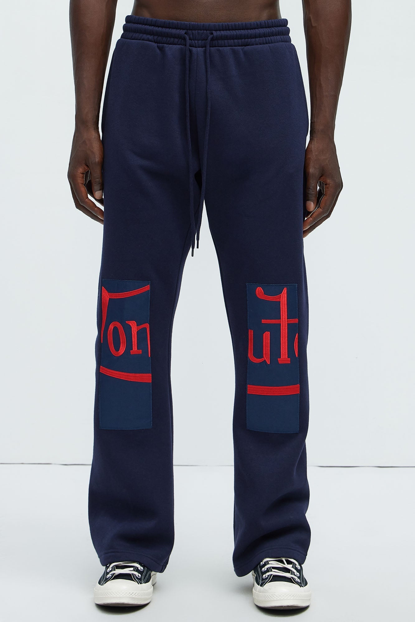 Von Dutch Split Flared Sweatpants - Navy