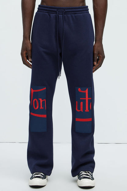 Von Dutch Split Flared Sweatpants - Navy
