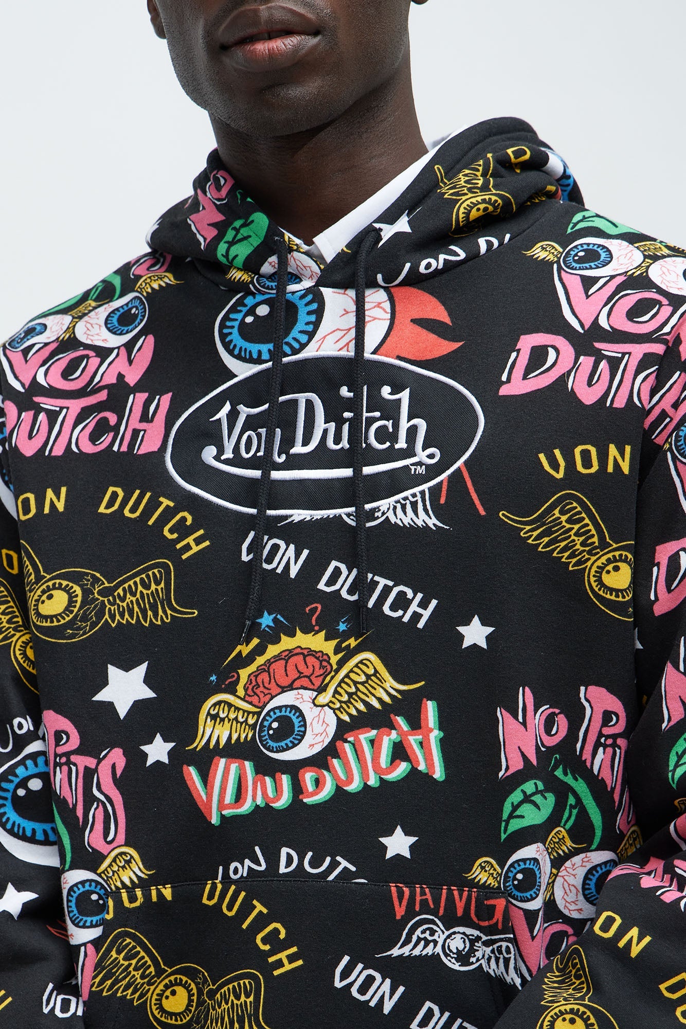 Von Dutch All Over Print Hoodie - Black