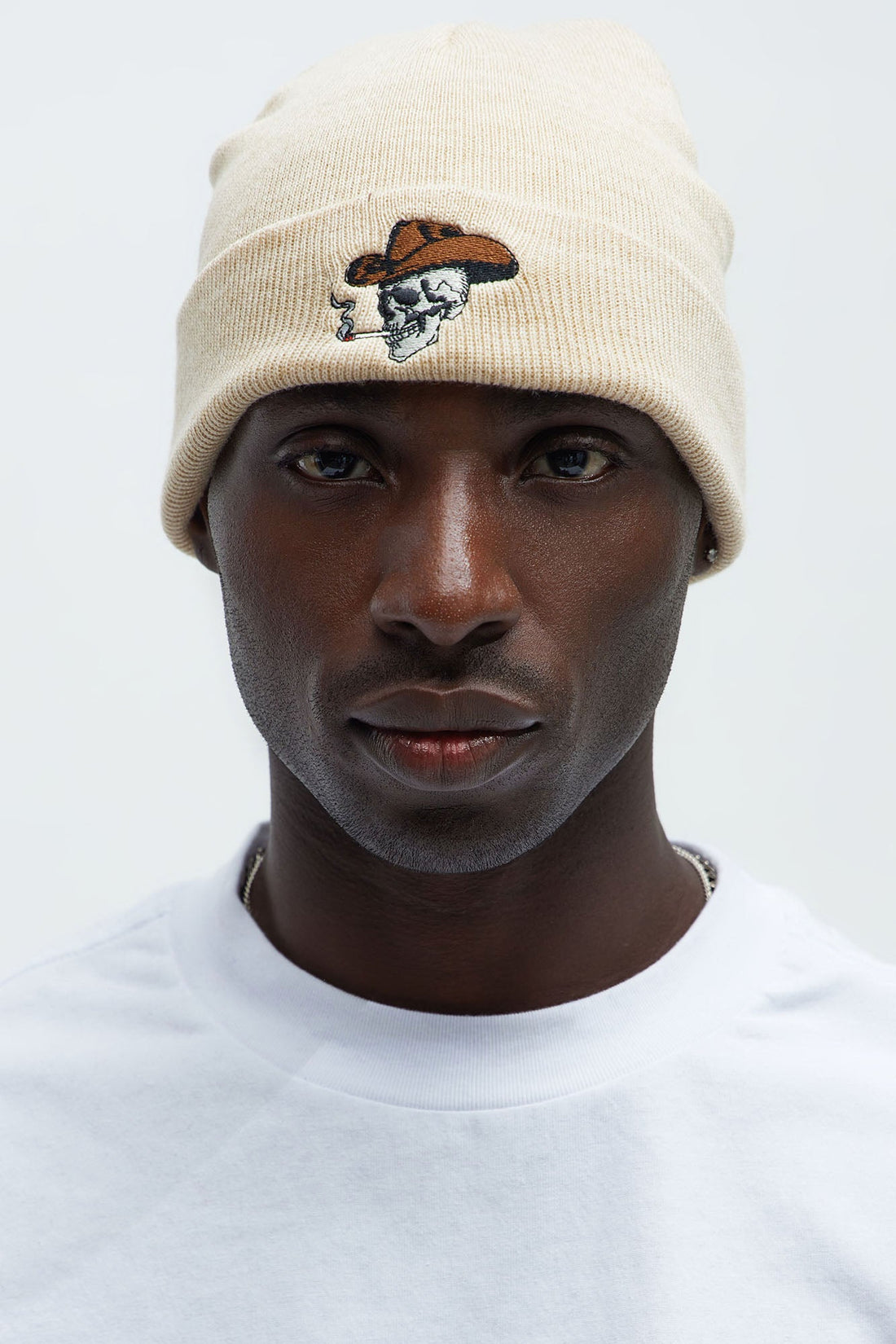 Western Skull Beanie - Tan