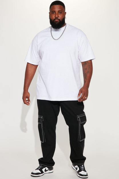 Contrast Lining Carpenter Straight Jeans - Black