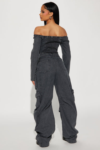 Feels Like This Denim Jumpsuit - Black Wash