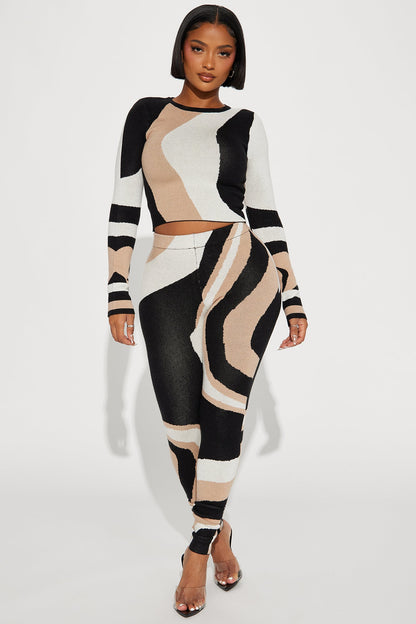 Yazmine Sweater Legging Set - Black/combo