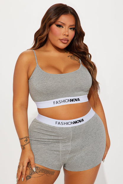 FN Mood Cami And Boxer Set - Heather Grey