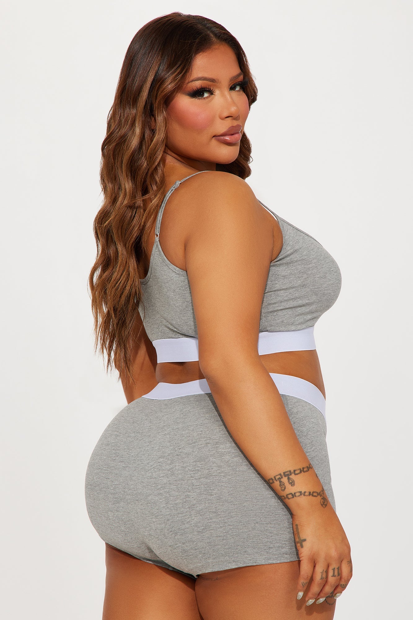 FN Mood Cami And Boxer Set - Heather Grey