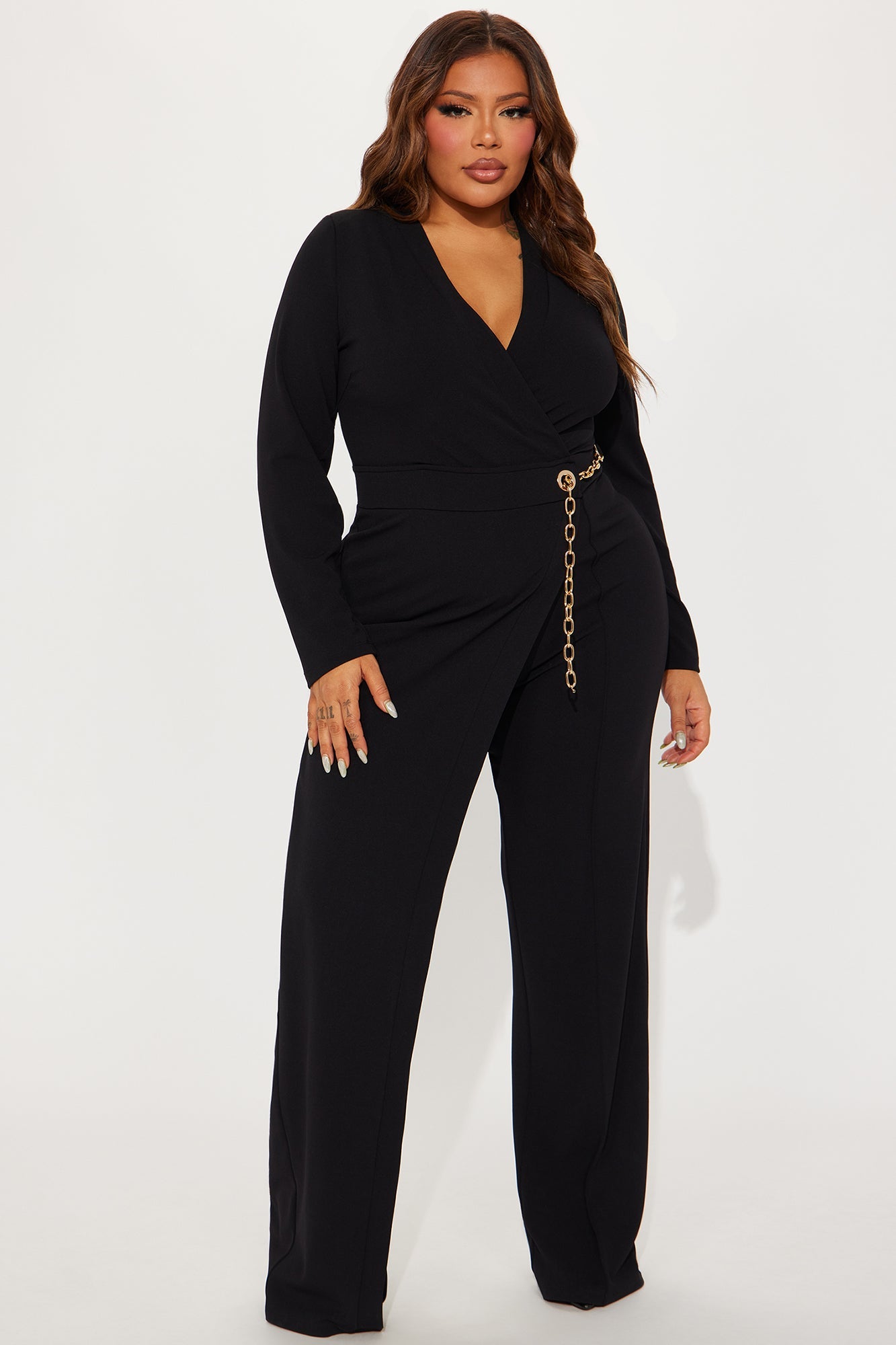 Need A Date Long Sleeve Jumpsuit - Black