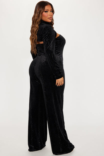 Dark Angel Embellished Jumpsuit Set - Black
