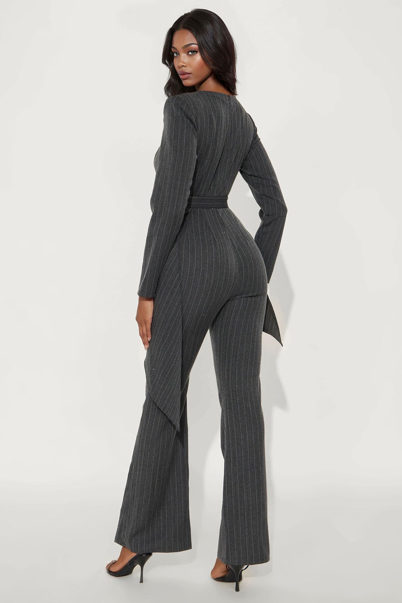 CEO After Hours Flare Leg Jumpsuit - Charcoal