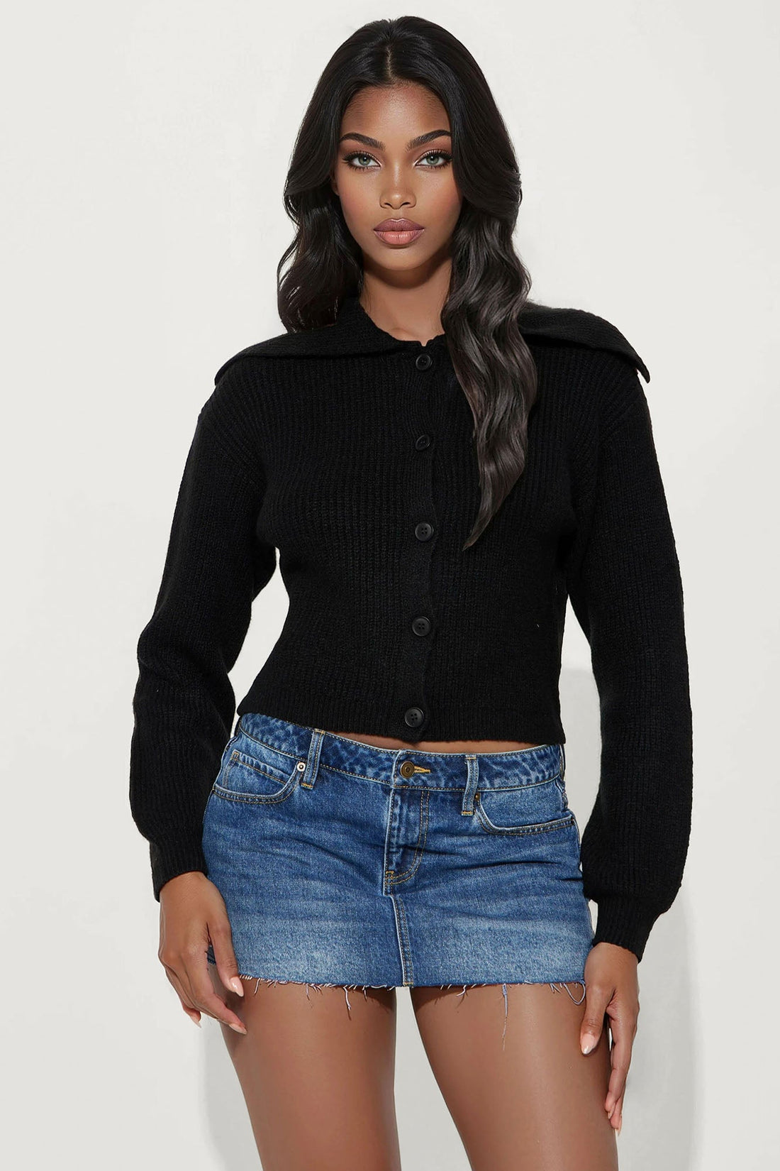 Carrie Collared Cardigan - Black