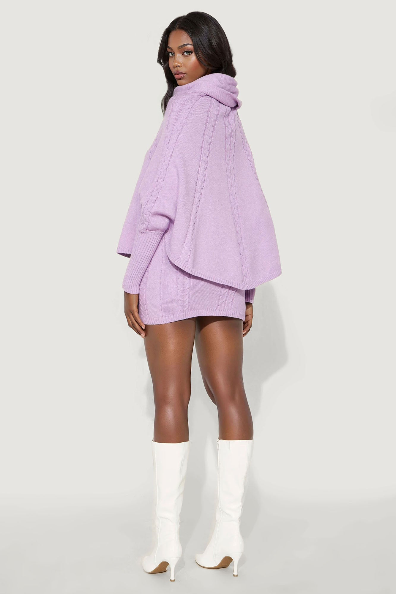 Bundle Me Up 3 Piece Sweater Skirt Set - Lilac